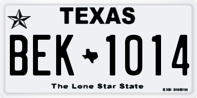 TX license plate BEK1014