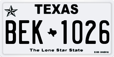 TX license plate BEK1026