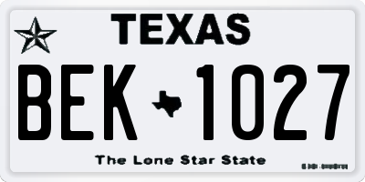 TX license plate BEK1027