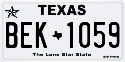 TX license plate BEK1059