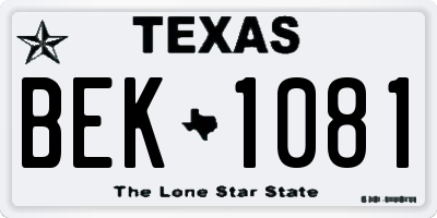 TX license plate BEK1081