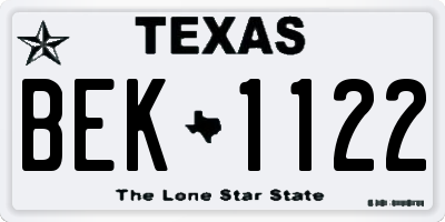 TX license plate BEK1122