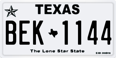 TX license plate BEK1144