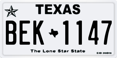 TX license plate BEK1147