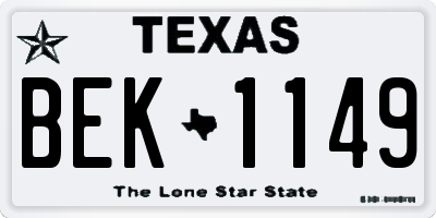 TX license plate BEK1149