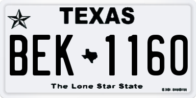 TX license plate BEK1160