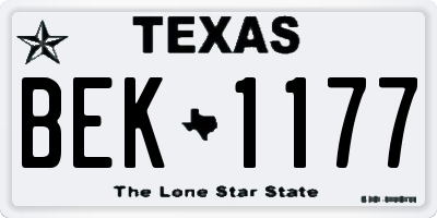 TX license plate BEK1177