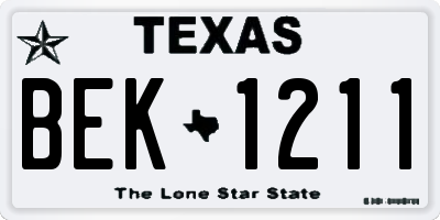 TX license plate BEK1211