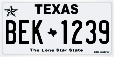 TX license plate BEK1239