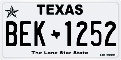 TX license plate BEK1252