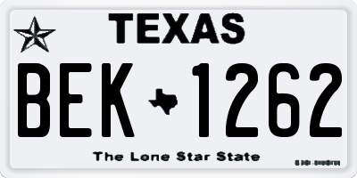 TX license plate BEK1262