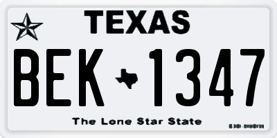 TX license plate BEK1347