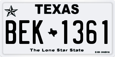 TX license plate BEK1361