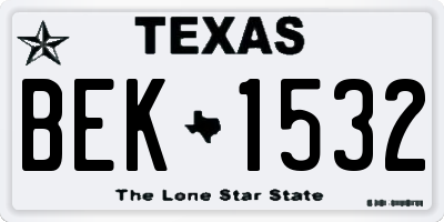 TX license plate BEK1532
