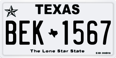 TX license plate BEK1567
