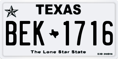 TX license plate BEK1716