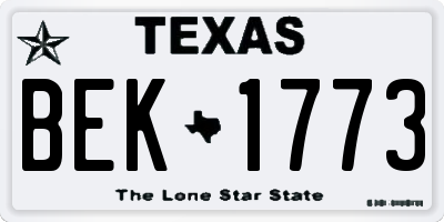 TX license plate BEK1773