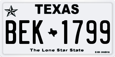 TX license plate BEK1799