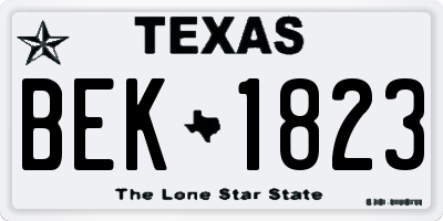 TX license plate BEK1823