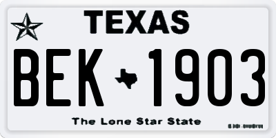 TX license plate BEK1903