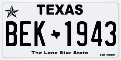 TX license plate BEK1943