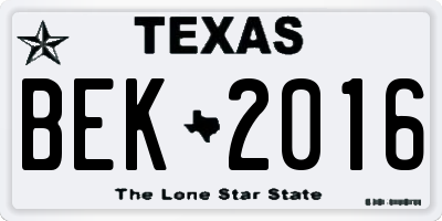 TX license plate BEK2016
