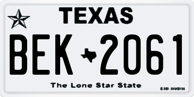 TX license plate BEK2061