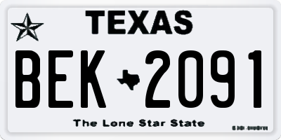 TX license plate BEK2091