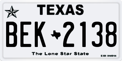 TX license plate BEK2138