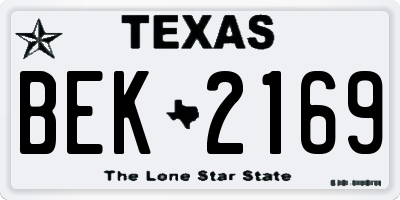TX license plate BEK2169