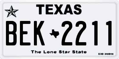 TX license plate BEK2211