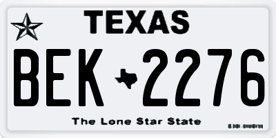 TX license plate BEK2276