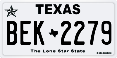 TX license plate BEK2279