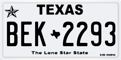 TX license plate BEK2293