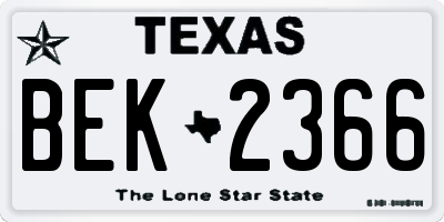 TX license plate BEK2366