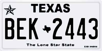 TX license plate BEK2443