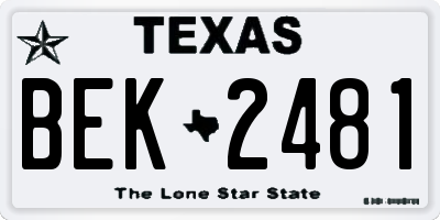 TX license plate BEK2481
