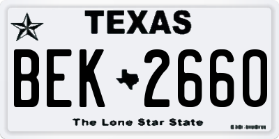 TX license plate BEK2660