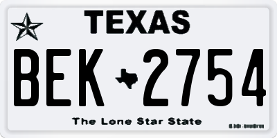 TX license plate BEK2754