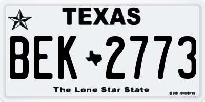TX license plate BEK2773