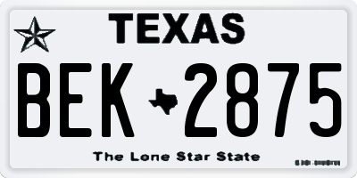 TX license plate BEK2875