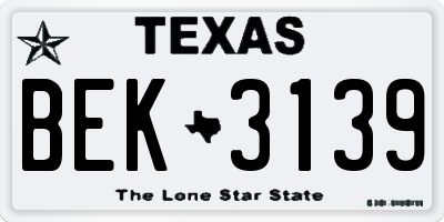TX license plate BEK3139