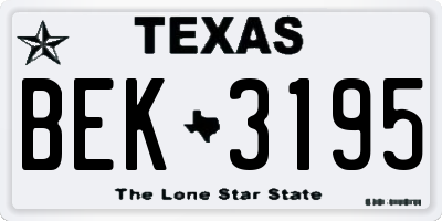 TX license plate BEK3195