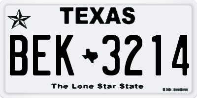 TX license plate BEK3214