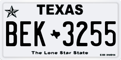 TX license plate BEK3255