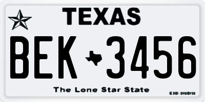 TX license plate BEK3456