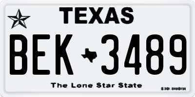 TX license plate BEK3489