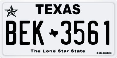 TX license plate BEK3561