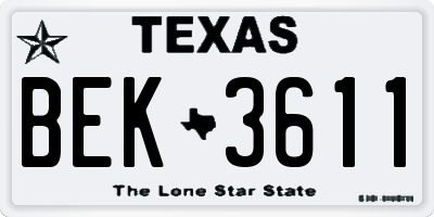 TX license plate BEK3611