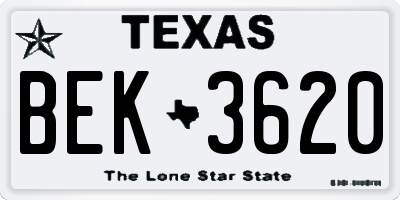 TX license plate BEK3620